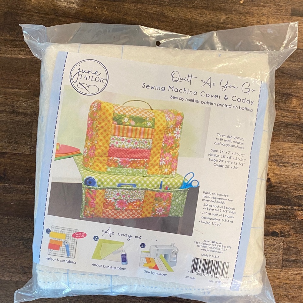 June Tailor Quilted Sewing Machine Cover & Caddy - Floral Yellow/Green/Pink